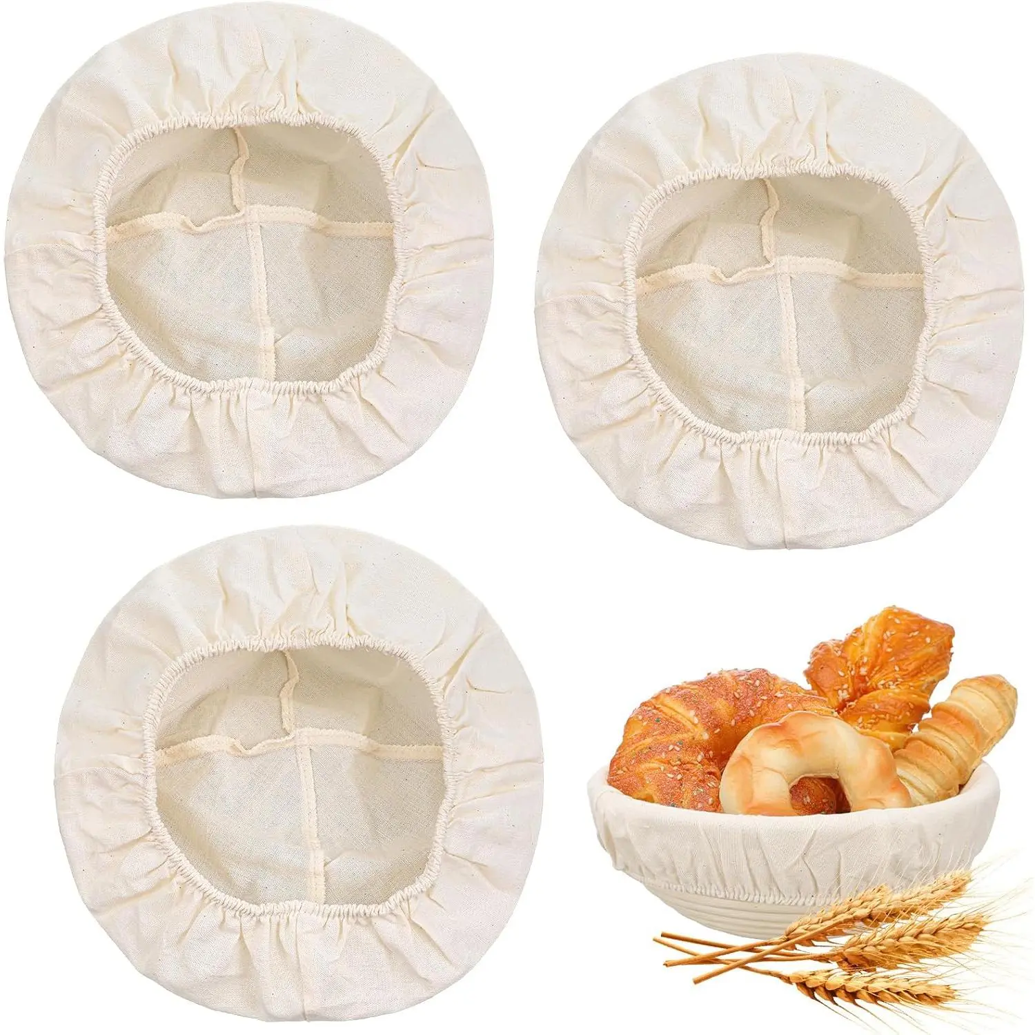 3 count Sourdough Bowl Cover,   Bread Proofing Covers | Cloth Bowl Cover for Banneton Baskets Washable Compatible with Round/Oval Banneton Baskets