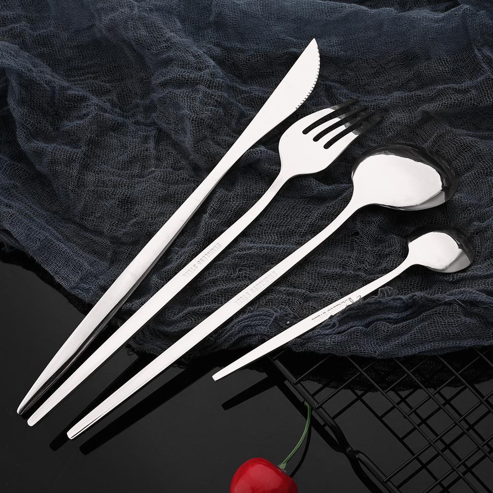 Stainless Steel Cutlery Set, 16/24/32/48pcs Modern Elegant Forks & Spoons & Knives Set, Tableware Set for Party, Dinnerware Set
