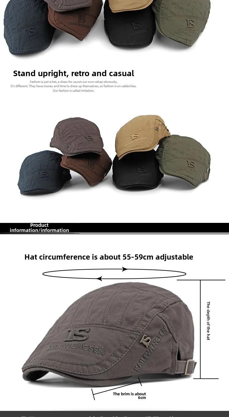 2025 Hat Men's Spring Summer  Embroidery Cotton Cap British Vintage Fashion Forward Hat Women's Casual Beret Youth Hat