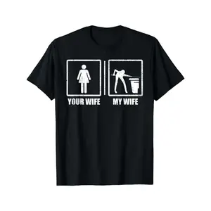 [100% Cotton] 100% Cotton  Your Wife My Wife Pool Balls Pool Snooker T-Shirt Streetwear Menswear Basic Print Soft