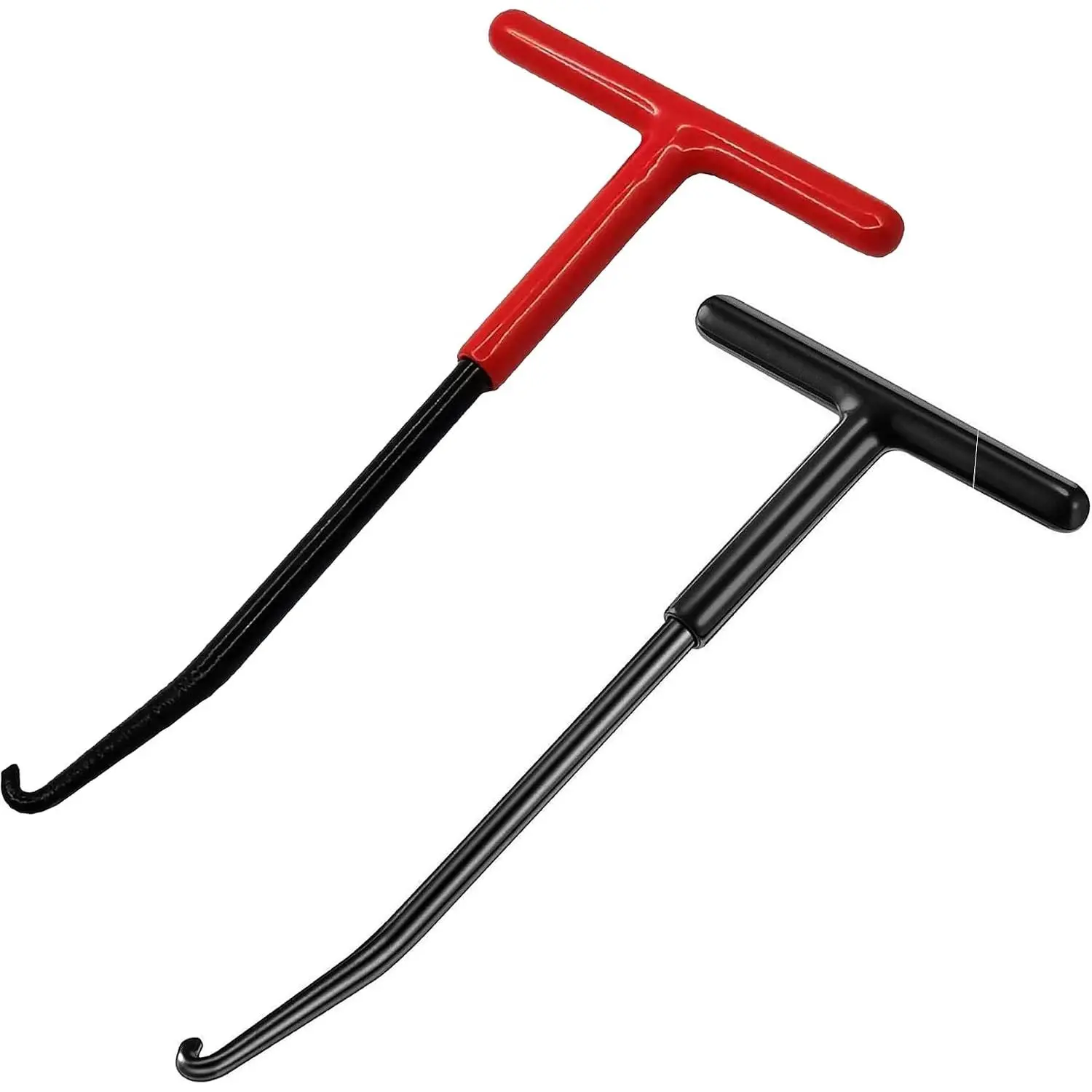 Exhaust Spring Hook Tool Red T-Handle Type with Rubber Coating, Spring Puller Tool Suitable for removal and installation of  Springs (red+black)