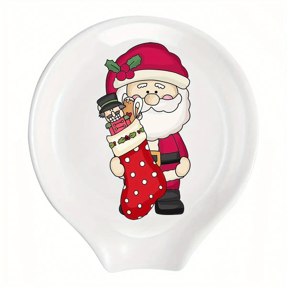 Christmas Santa Coffee Spoon Rest Ceramic Spoon Holder Cafe Bar Accessories, Funny Stove Top Countertop Kitchen Accessories Christmas Thanksgiving Gift for Coffee Lovers, Christmas Holiday Xmas New Year Gift