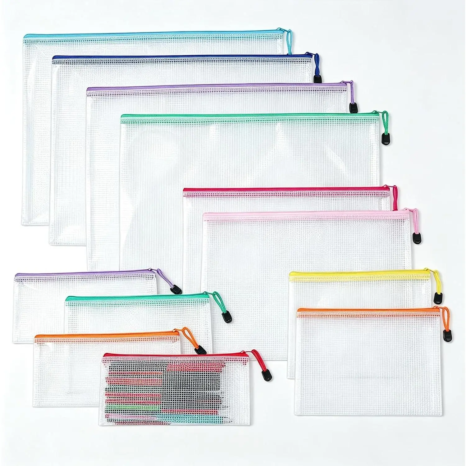 Mesh Zipper Pouch Bags, 12 count Mesh Pouch,  Zipper Pouches | Needlepoint Project Bag/Pouches for Organization/Thick / Large zip bag/for Classroom/Board  Bags