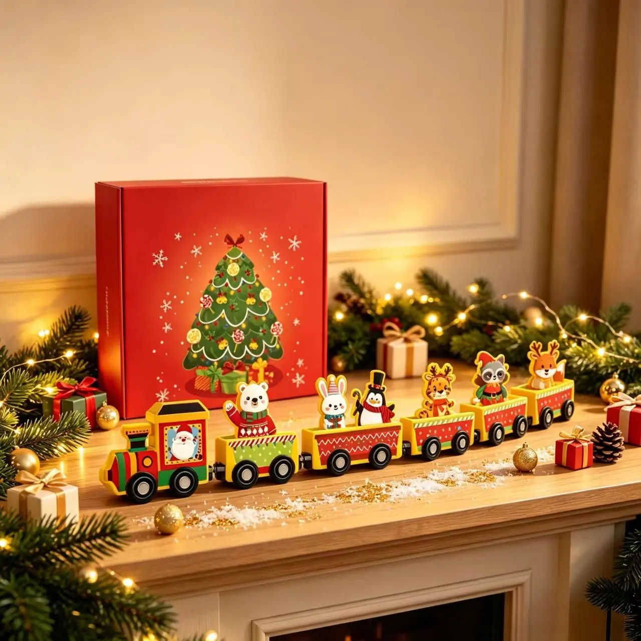DIY Christmas Train Kit, Handmade Holiday Gift for Boys and Girls, Cartoon Christmas Assembly Model, Fun Kids' Puzzle Toy