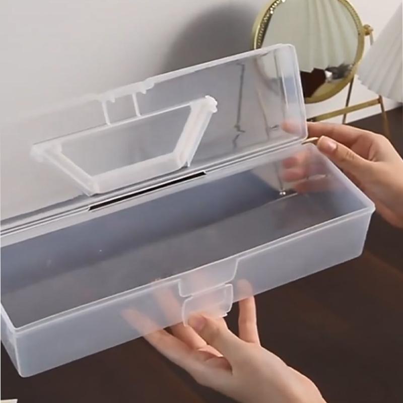 Clear Rectangle Jewelry Storage Box, 1 Count Portable Dustproof Badge Storage Case With Handle For Jewelry Photo Badge