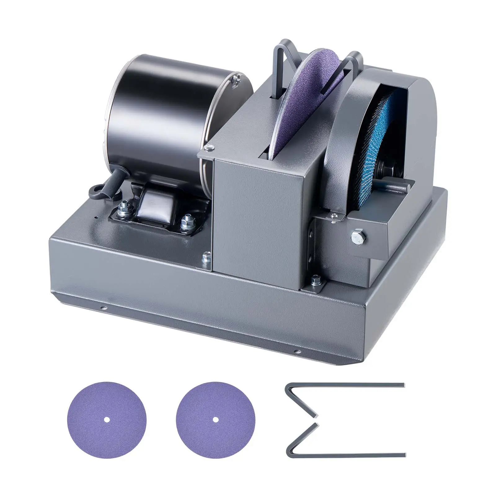 【Summerfinds】VEVOR Lawn Mower Blade Sharpener, 1/2HP Lawnmower Blades Grinder with 7" Flap Wheel & 9" Ceramic Grinding Wheel, 30 °   or 40 °   Blade Sharpening Machine for High Lift, Low Lift, Gator & Flat Blades