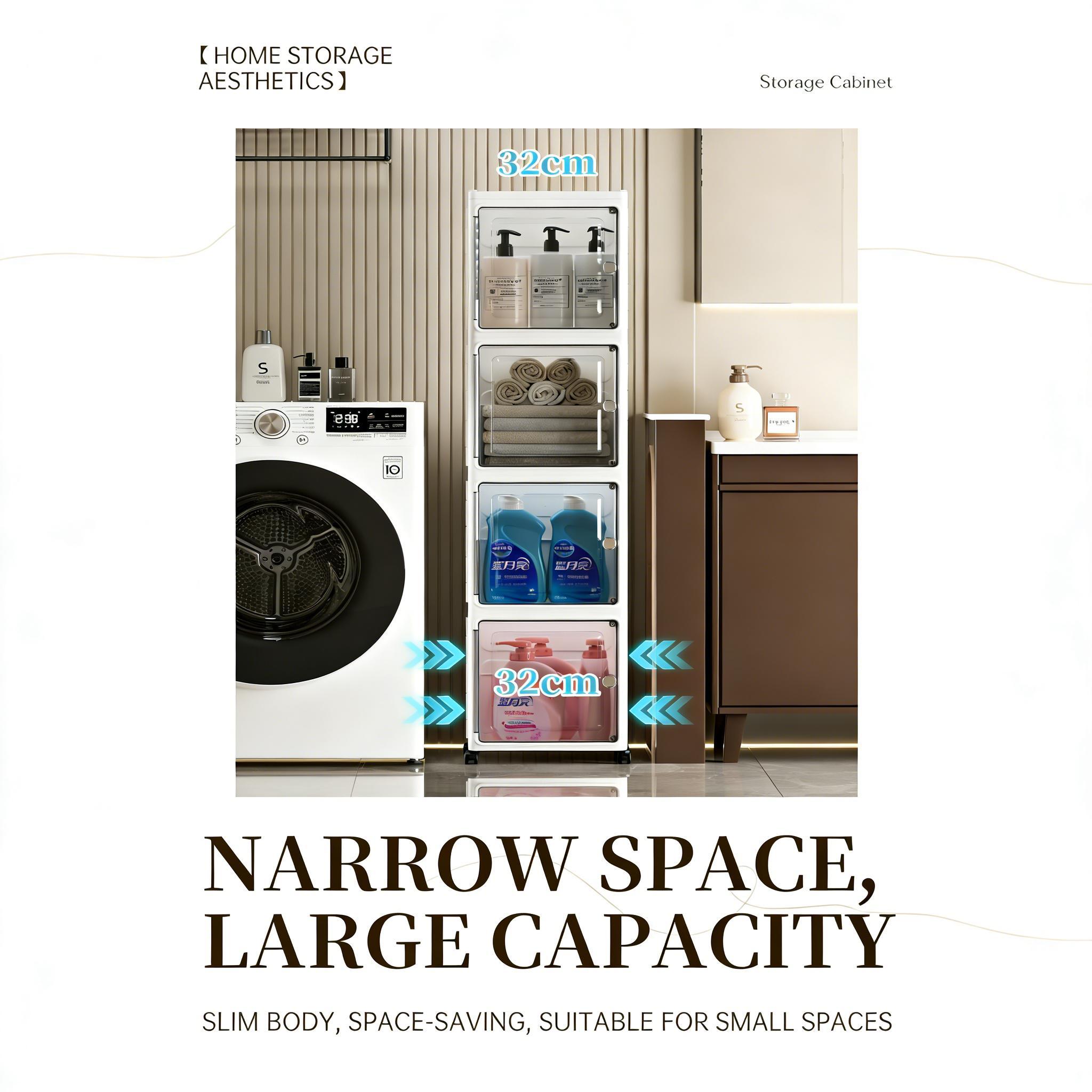 Narrow Gap Storage Organizer Foldable Cabinet Magnetic Sealed Door Universal Wheels Dustproof Moistureproof for Bathroom Kitchen Narrow Gap Storage Organizer Foldable Cabinet Magnetic Sealed Door Universal Wheels Dustproof Moistureproof for Bathroom Kitchen