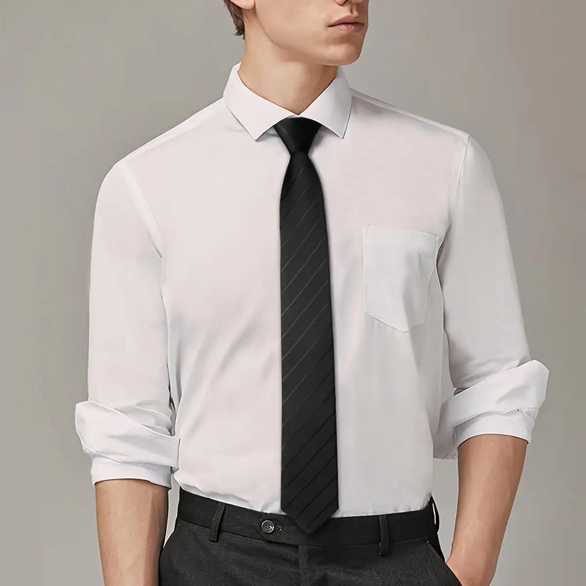 6-Pack Men's Solid Color Polyester Zipper Striped Tie Set, Classic Retro Business Versatile Tie Suitable for Work, Interviews, Banquets, etc., Black, Gray, Navy Blue, Dark Red Ties are Ideal Gifts for Male Friends Weaving