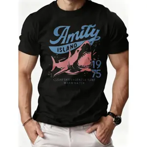 Casual, Men's T-Shirt, Amity Island Shark 1975 Design, Summer Beach Wear, Gift For Shark Lovers