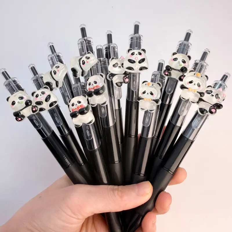 30-piece cute panda click ballpoint pen set includes (10 pens, 20 refills), with an adorable 3D panda charm design. It's an ideal gift for students and office workers, suitable for school, office, and everyday use, with random patterns.