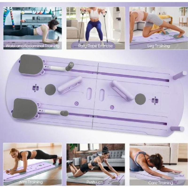 8-in-1 Home Multi-Functional Abdominal Muscle Exercise Board, Foldable Portable Yoga Board (Purple)