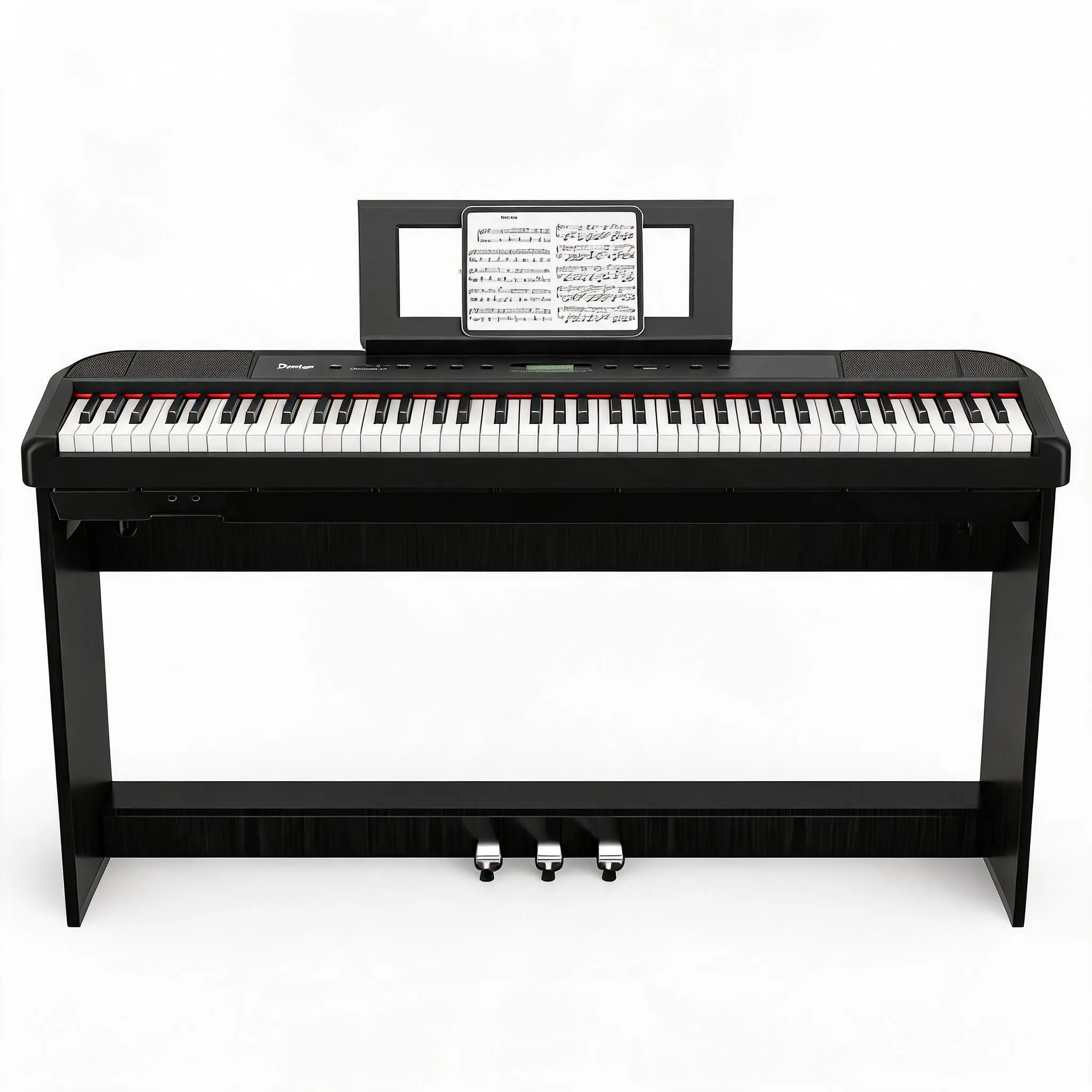 88-Key Weighted Hammer-Action Digital Piano with Built-In Speakers, USB-MIDI, Furniture-Style Stand, 3-Pedal Unit, Dual Headphone Jacks, for Beginners to Adults