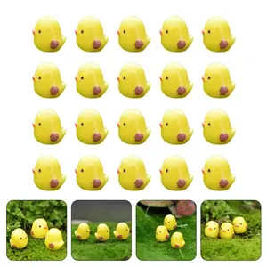 50PCS Resin Tiny Chick Figurines Mini Animals Chickens Miniatures for Micro Landscape Fairy Garden Decor Terrarium Crafts