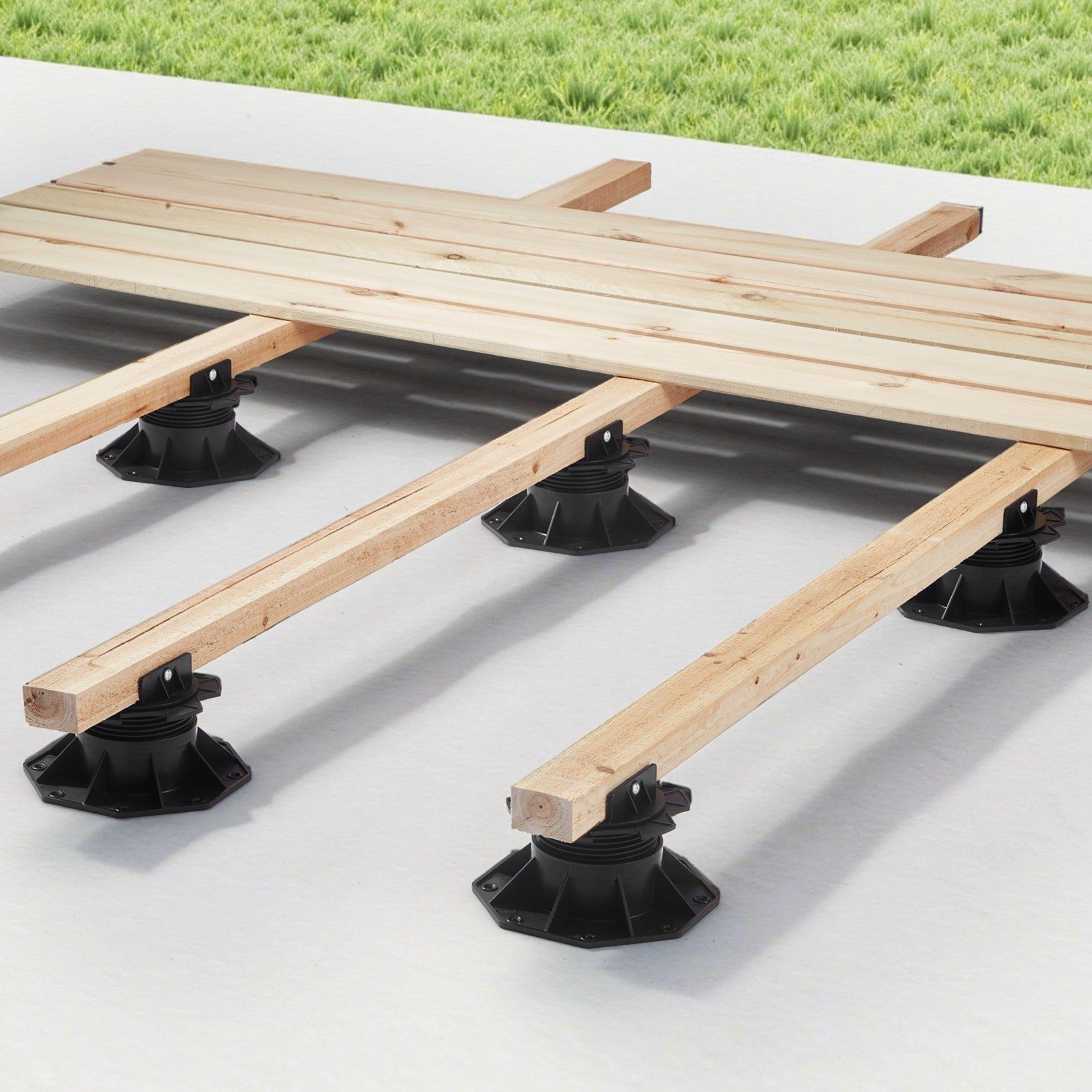 VEVOR Deck Blocks 24 PCS, 2000lbs / 907.18kg Load Capacity Deck Support Plastic Pedestal Paver, Raising 2.36 - 5.31 inch / 60 - 135 mm, Height Adjustable Shed Foundation Base for Wood Concrete Metal