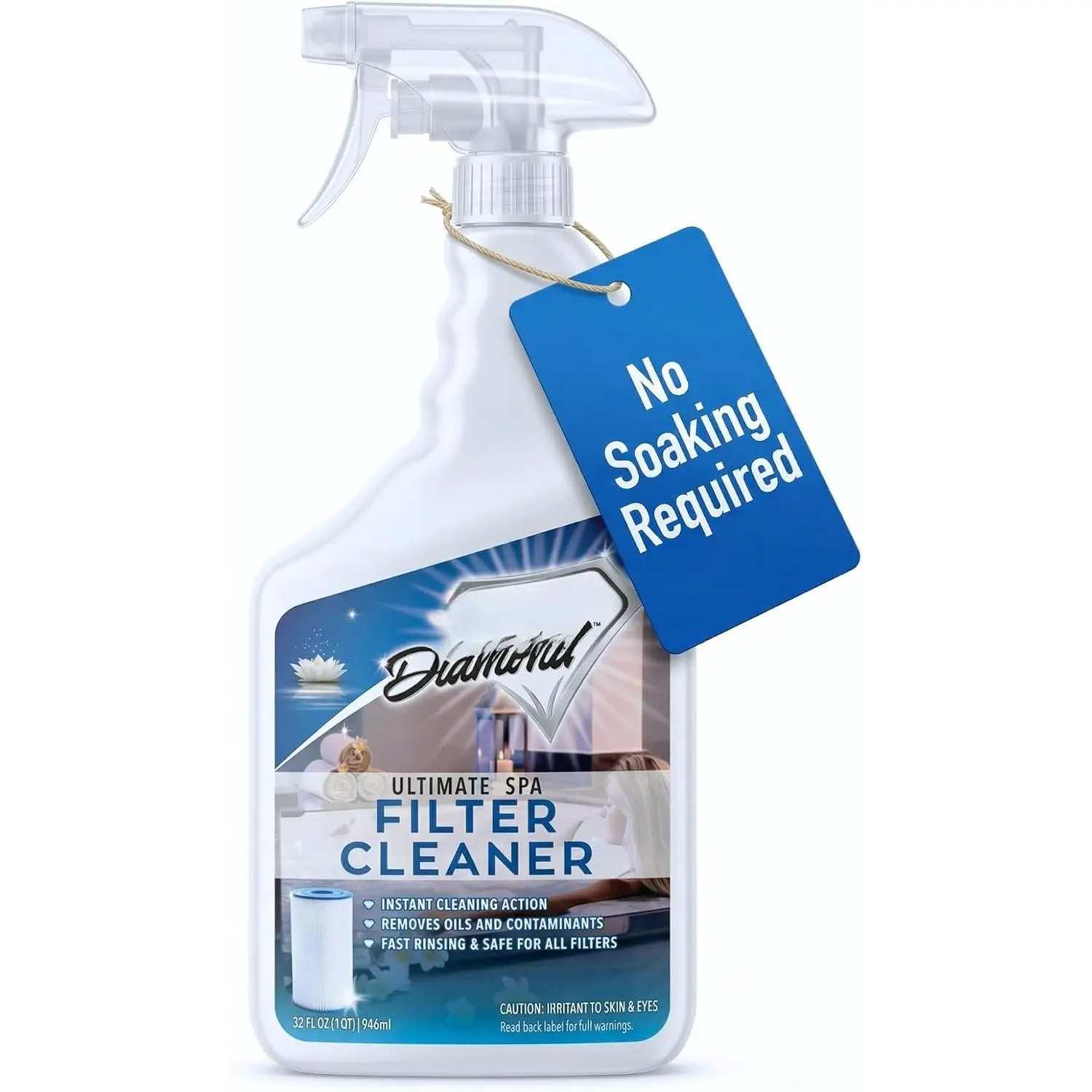 & Pool Filter Cleaner , Professional Strength  Acting No Soak Hot Tub,  & Sand Filter Cleaning, Removes  Oils, Sunscreen,  &  Build-Up. 32 oz.