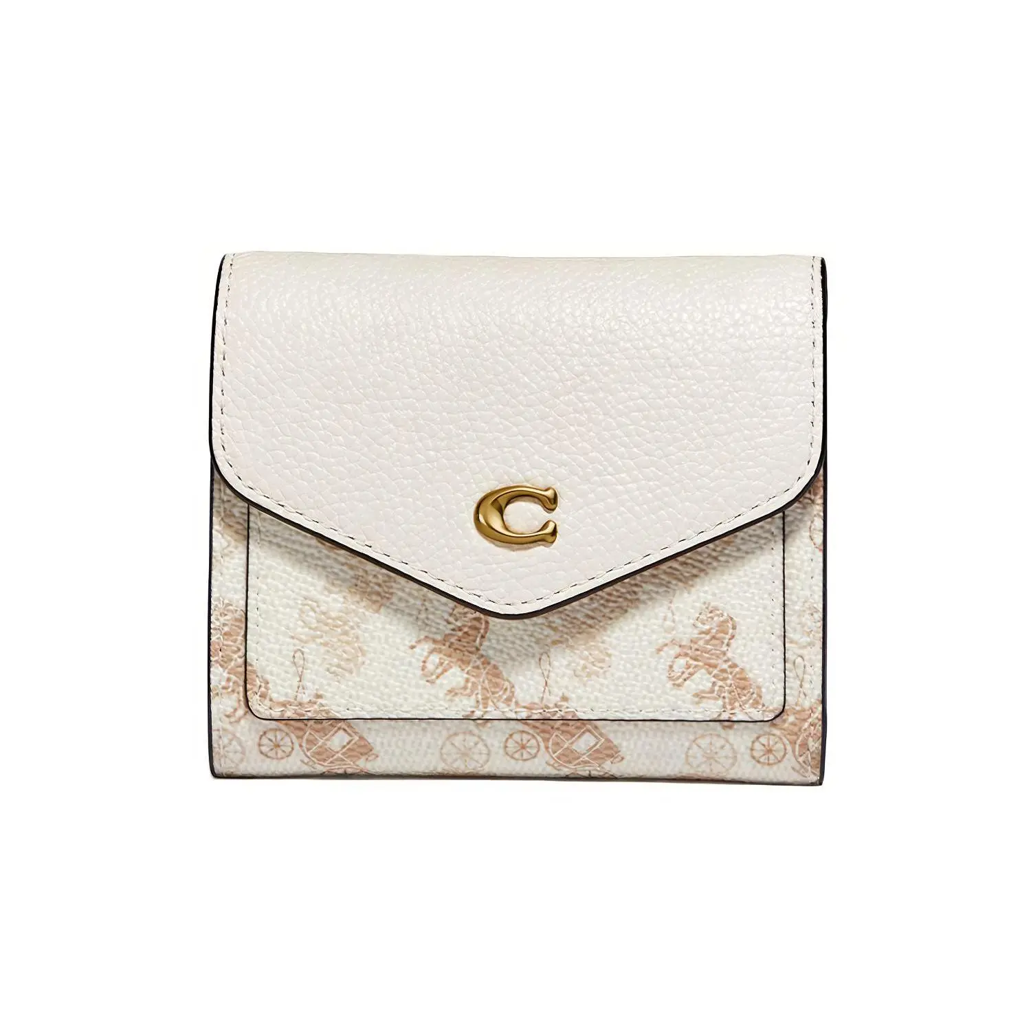 COACH Wyn 11 Flap Compact Envelope Coin Purse for Women – Leather and Coated Canvas, White Print