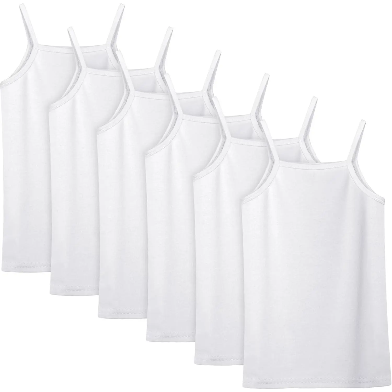 Toddler Girls' 6-Pack Cotton Blend Tank Tops, Breathable Good Stretch Plain Sleeveless Scoop Neck Undershirts Camis for 2-3t/3-4Y Gymnastics/Dance (Gift)
