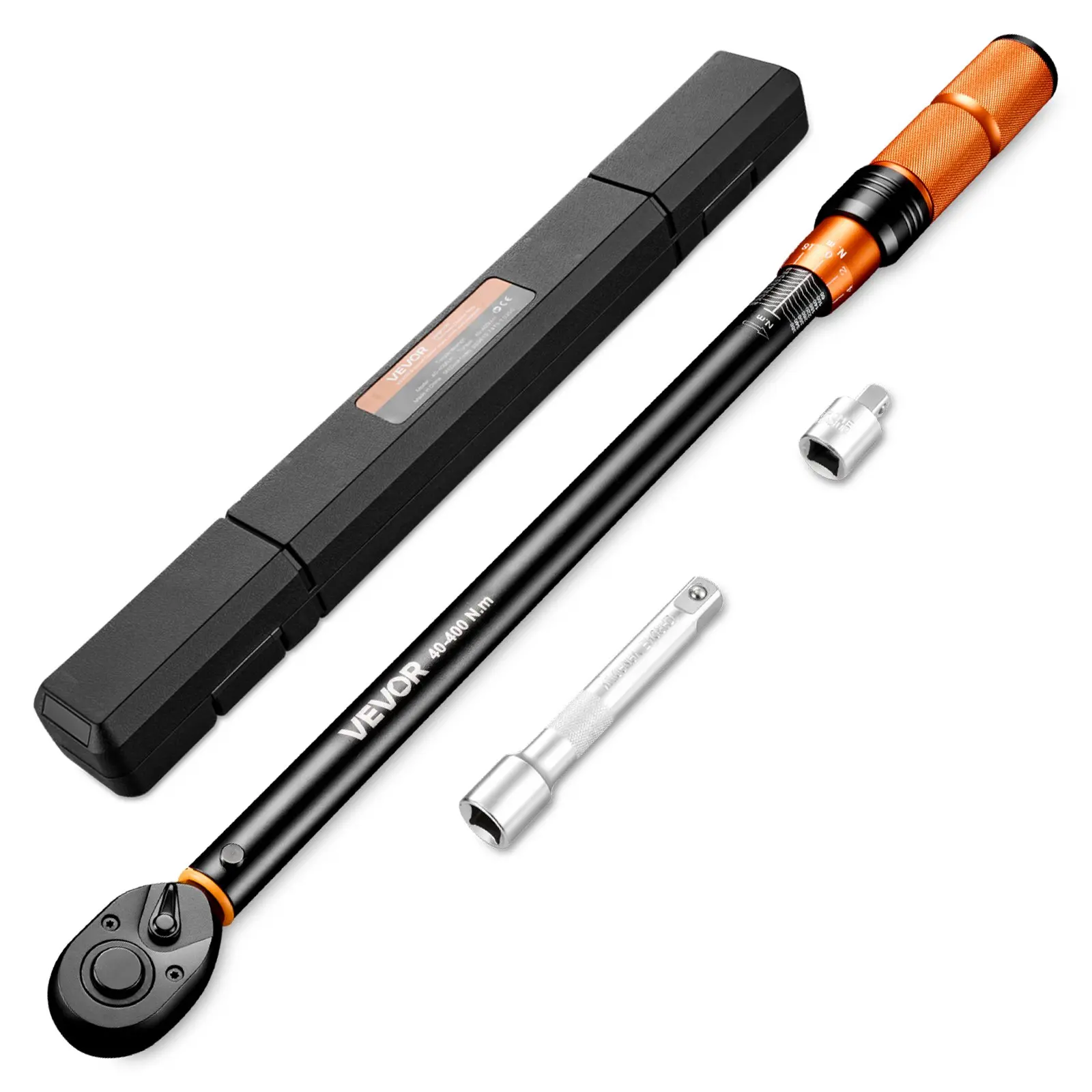 【DealsForYouDays】VEVOR Torque Wrench 1/2-inch Drive Click Torque Wrench ±3% High Precision, 29.4-294.1 lbf-ft / 40-400 N.m, Dual Scale Readings, with Extension Bar, Adapter and Storage Case, for Automotive Repair