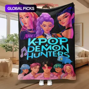 K-Pop Demon Hunter Flannel Blanket, Dreamy Gradient Soft Skin-Friendly Throw, Festivals Cozy Blanket Gift