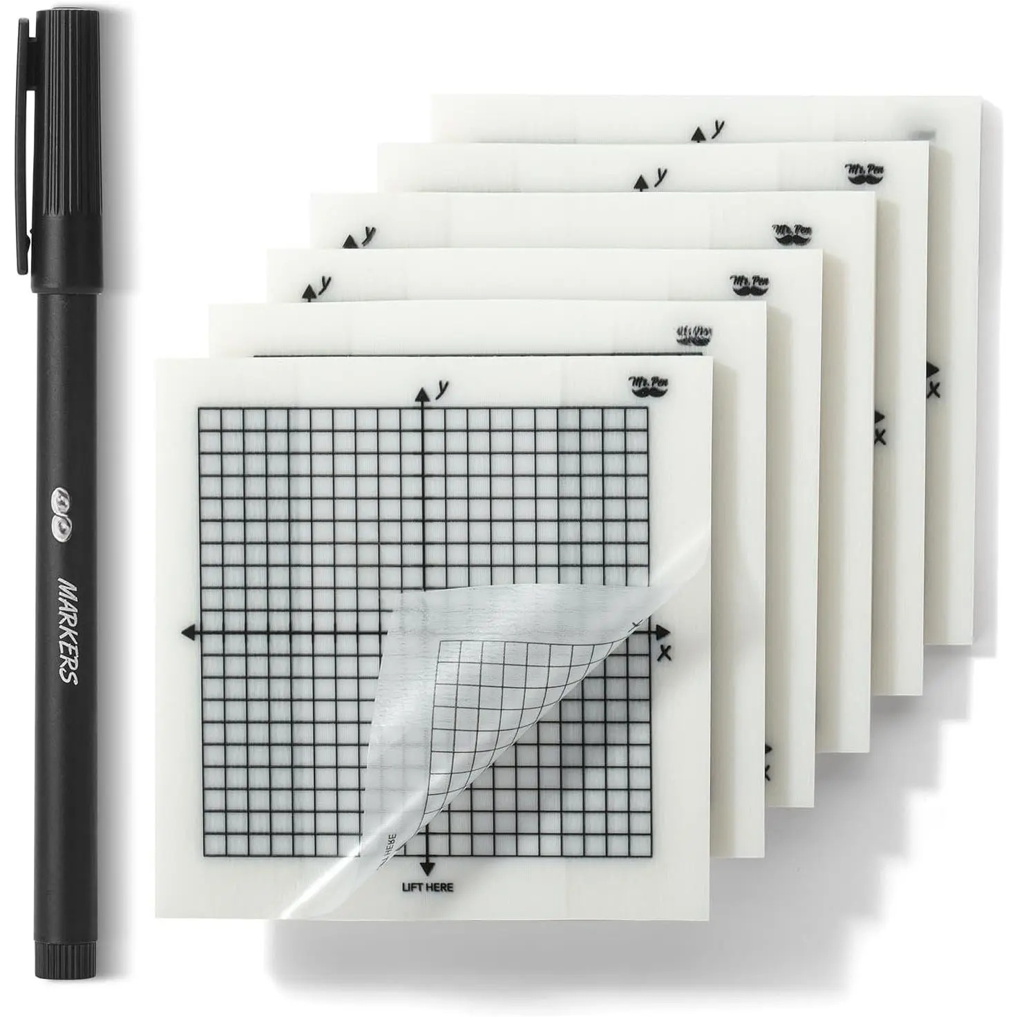- Transparent Graph Sticky Notes, 3x3 Inch, 6 Pads, 50 Sheets/Pad | 6 Grid Designs, Square Graph Paper Notes & Fineliner,  Grid Sticky Note Pads for Math, Study, Journals, Planners