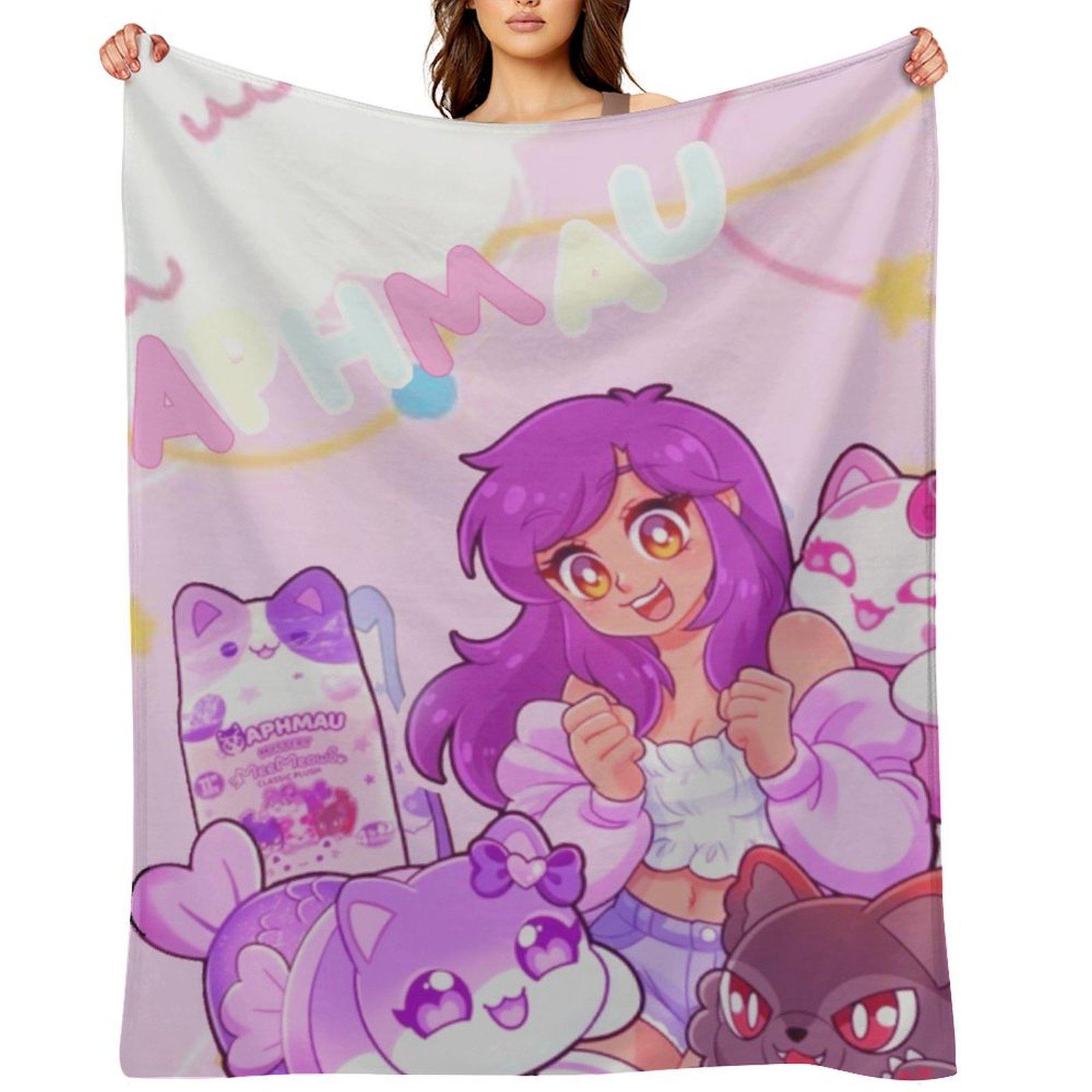 Aphmau Fall Throw Blanket For Women Mens Winter Nap Cute Cat Friends Love Meow Purple Flannel Blankets Office Camping Car Travel Air Conditioned Quilt All Seasons Soft Plush Bedding Throws Home Decor Boys Girls Christmas Gift Super Cozy Blanket