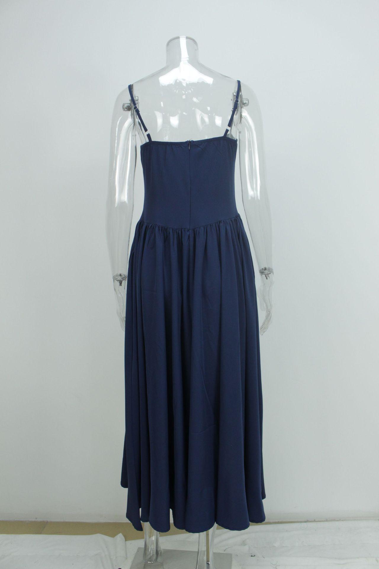 2026 beautiful women's clothing, new spring models, French retro court style solid color suspender dress