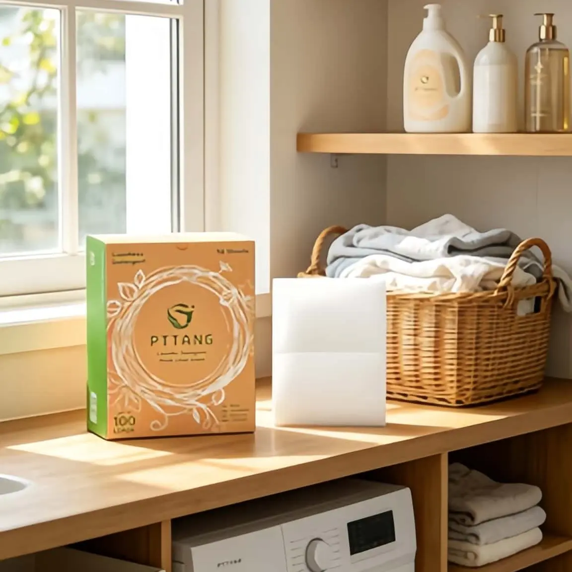 Concentrated Laundry Tablets, Water-Soluble Cleaning Soap Sheets, Portable Box, Gentle on Skin, Ideal for Home Use, Natural and Mild