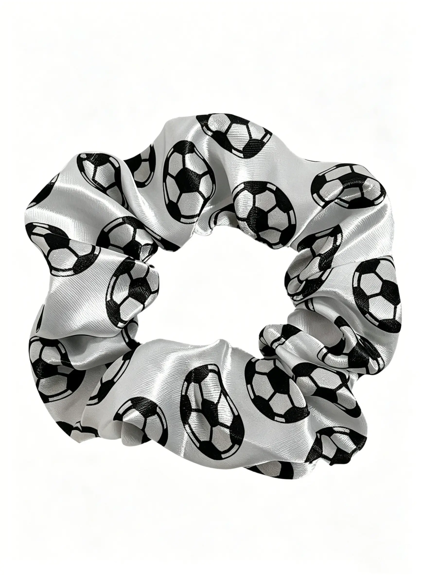 2-Pack Sporty All-Over Print Hair Ties, Smooth Elastic Band for Football Basketball Fans, Cute Daily Workout Accessories for Women Girls