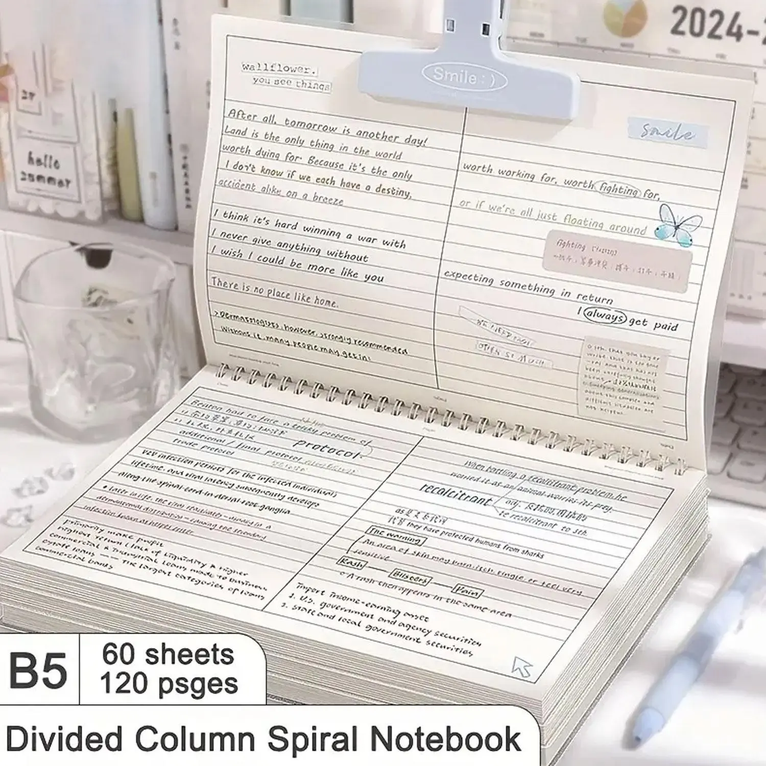 PVC Soft Cover Coil Lay Flat Notebook, B5 Size, Horizontal Section Design, Ideal for Study Notes, Work Records, DIY Journal, Mind Map, Students & Office Use