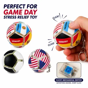 Stress Relief FidgetWorld Cup Ball with Mechanical Click Switch, adult anxiety relief,festival gift creativity, portable stress reliefStress relief accessory,addictive fidget,Clicky Sensory Toy for Adults & Teens, Soccer Fan Collectible, Portable Keychain