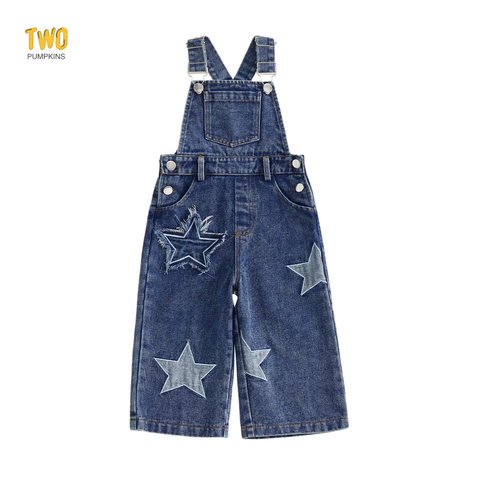 Toddler Boys Girls Jean Overalls Star Patch Romper Suspender Jumpsuit | Kids Baby Boy Overall Outfit, Adjustble Shoulder Strap Workwear, Patchwork Sleeveless Blue Cotton Overalls, 12-24M