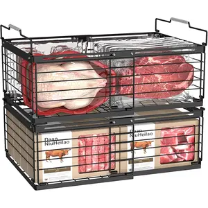 Freezer multifunctional kitchen Organizer Bins – Expandable from 11.2" to 17.7", Fit 5–10 Cu.Ft Chest Freezer, Hanging Storage Baskets for Deep Freezer, Easy Slide Access