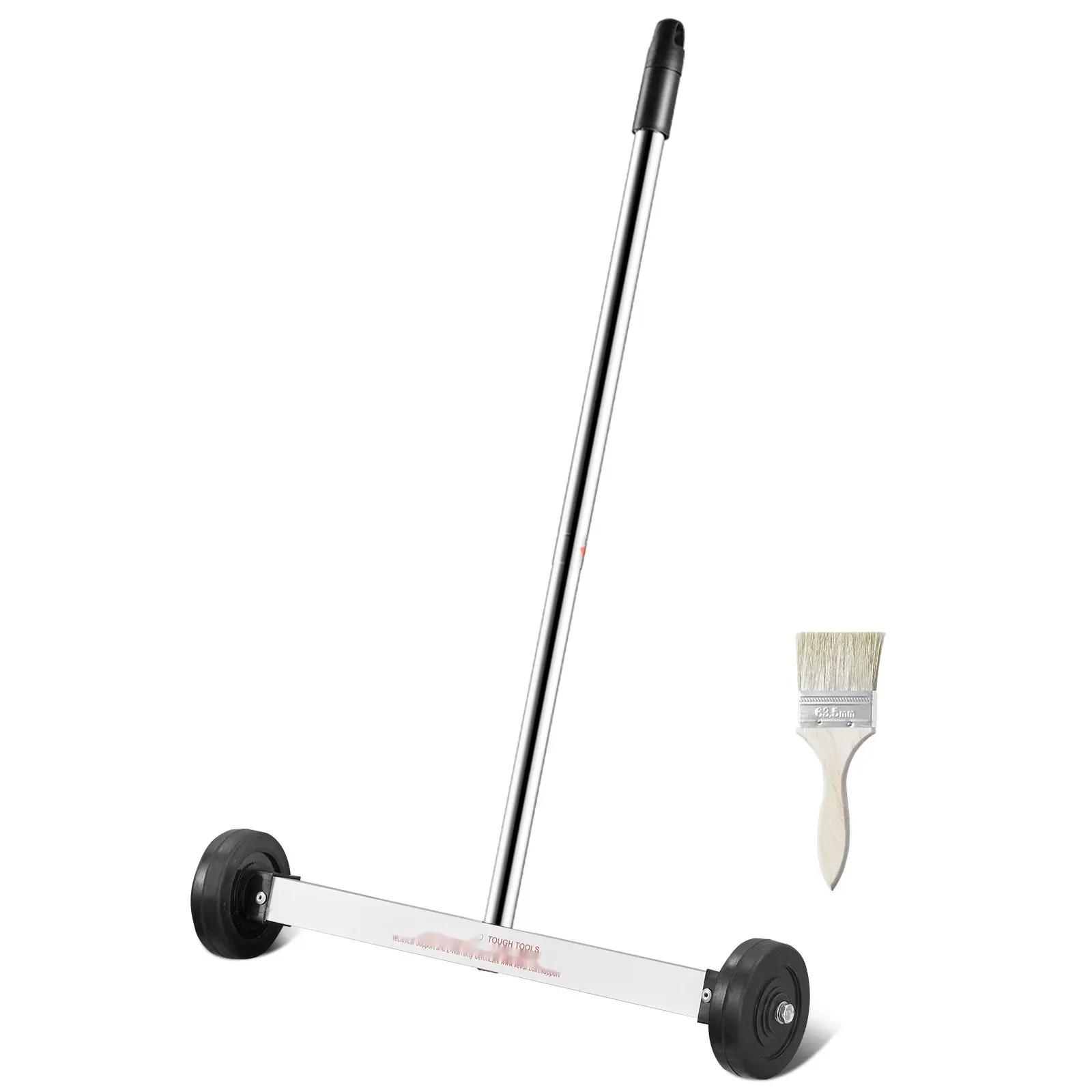 Magnetic Sweeper with Wheels, 15-Inch Cleaning Radius, Heavy Duty Floor Magnet for Nails, Screws, Pins, and Metal Debris, 8 Lb Capacity, Adjustable Aluminum Handle, Easy Roll Wheels for Home, Garage, and Office Use