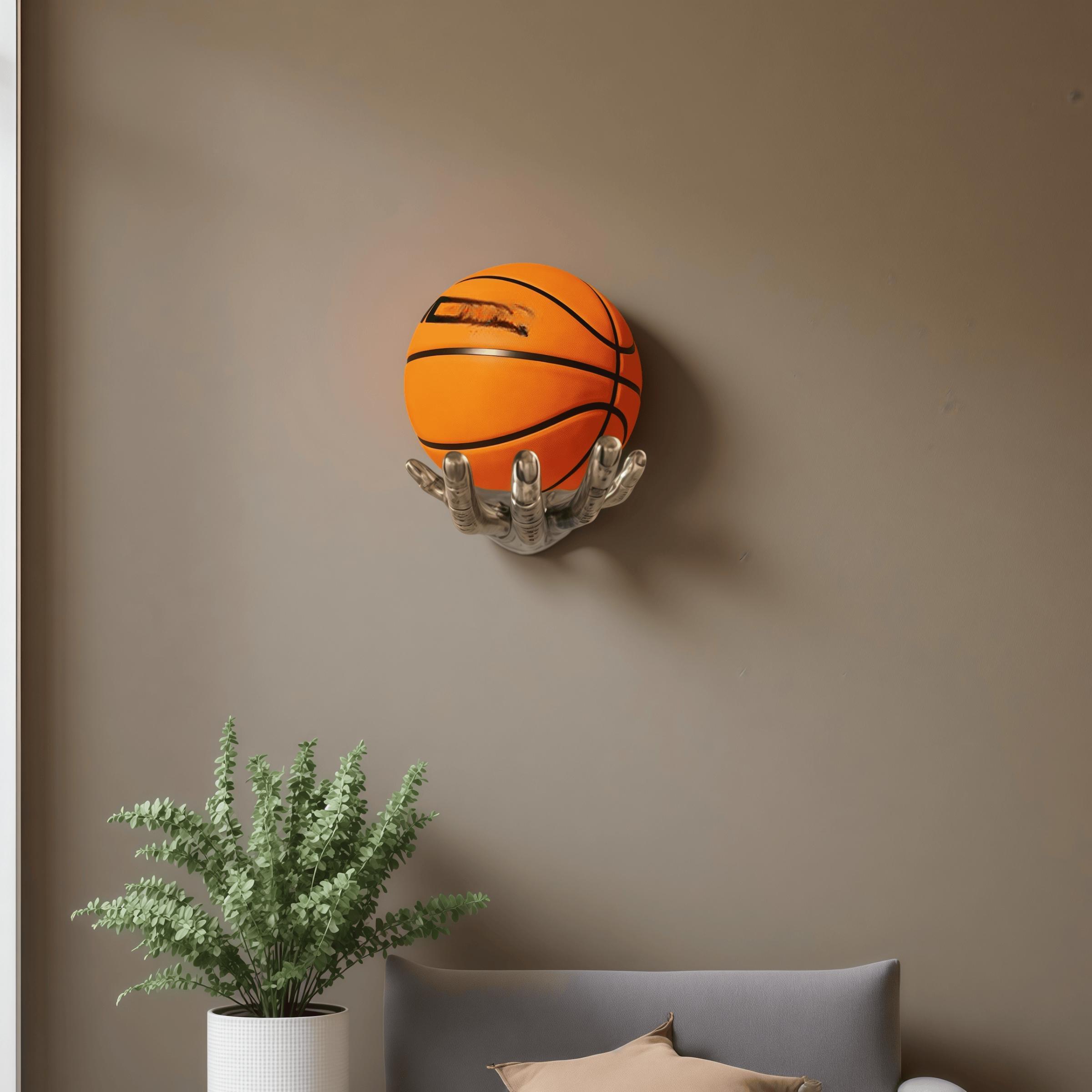 Creative Wall Mounted Basketball Holder, 1 Count Resin Hand Shaped Basketball Display Rack, Basketball Storage Rack, Home Decor Supplies, Rack Only, Wall Mount Organizer