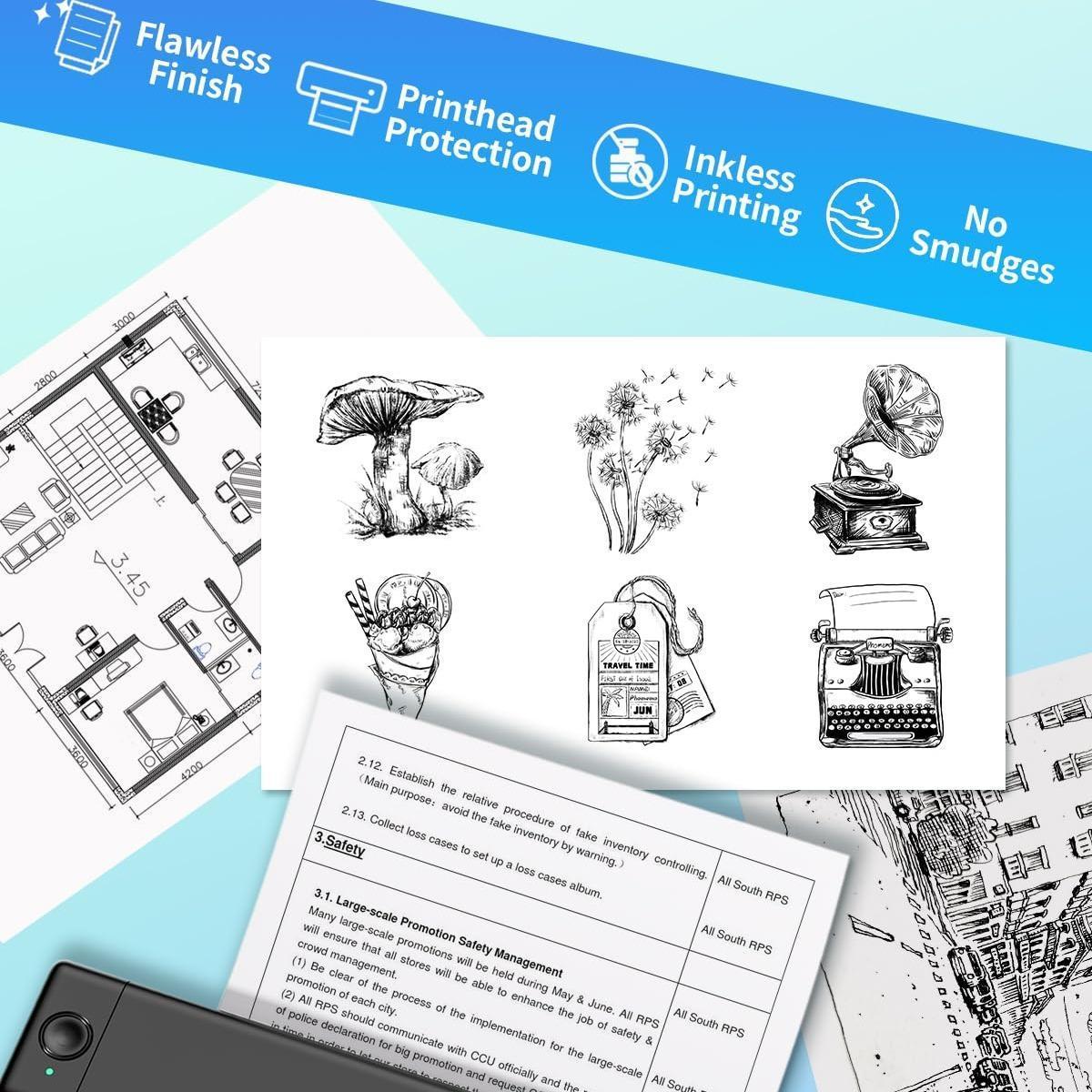 Thermal Paper, 100/200pcs Multipurpose A4 Thermal Paper, Compatible for Phomemo M08F, M832, M833 Portable Thermal Printer