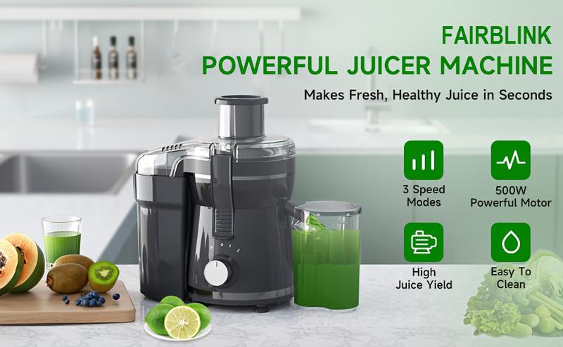 500W Powerful Centrifugal Juicer Machine - Wide Mouth Feed Chute For Easy Fruit And Vegetable Extraction, Easy Cleaning, Stainless Steel, BPA-Free, Dishwasher Safe, Space-Saving Design, Perfect For Healthy Living And Delicious Juice Recipes
