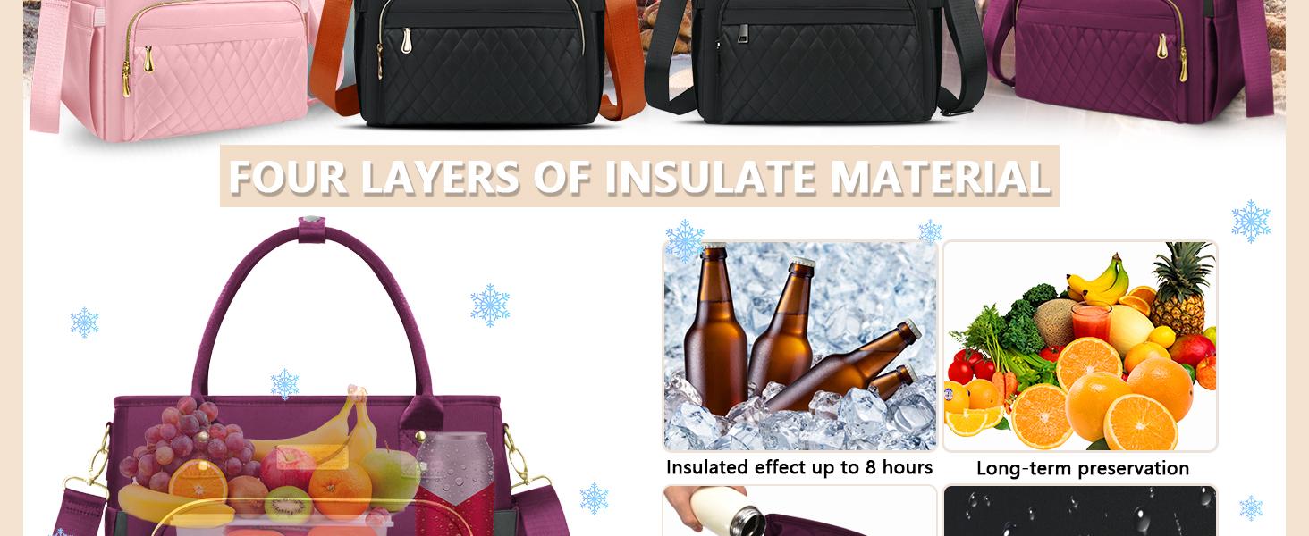 Lunch Bag Lunch Box Women - Leakproof Insulated Lunch Cooler Bag for Women - Large Lunch Tote Bags Adults, Purple