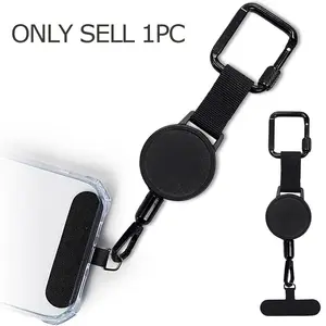 Anti-Theft Cell Phone Lanyard, Phone Strap with Retractable Steel Line, Universal Locking Carabiner Phone Crossbody Strap for Phone Case ID Holder Keys Phone Accessories Travel Essential Adjustable Phone Lanyard Smartphone Accessories