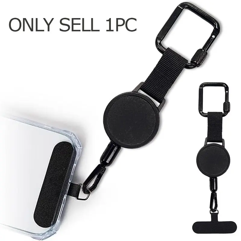 Anti-Theft Cell Phone Lanyard, Phone Strap with Retractable Steel Line, Universal Locking Carabiner Phone Crossbody Strap for Phone Case ID Holder Keys Phone Accessories Travel Essential Adjustable Phone Lanyard Cellphone Lanyard Smartphone Accessories