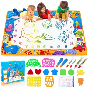 Water Doodle Mat with Magic Pens - Educational Indoor Toy for 3-10 Years Old Toddlers, Girls & Boys, Arts & Crafts Painting Writing Gift
