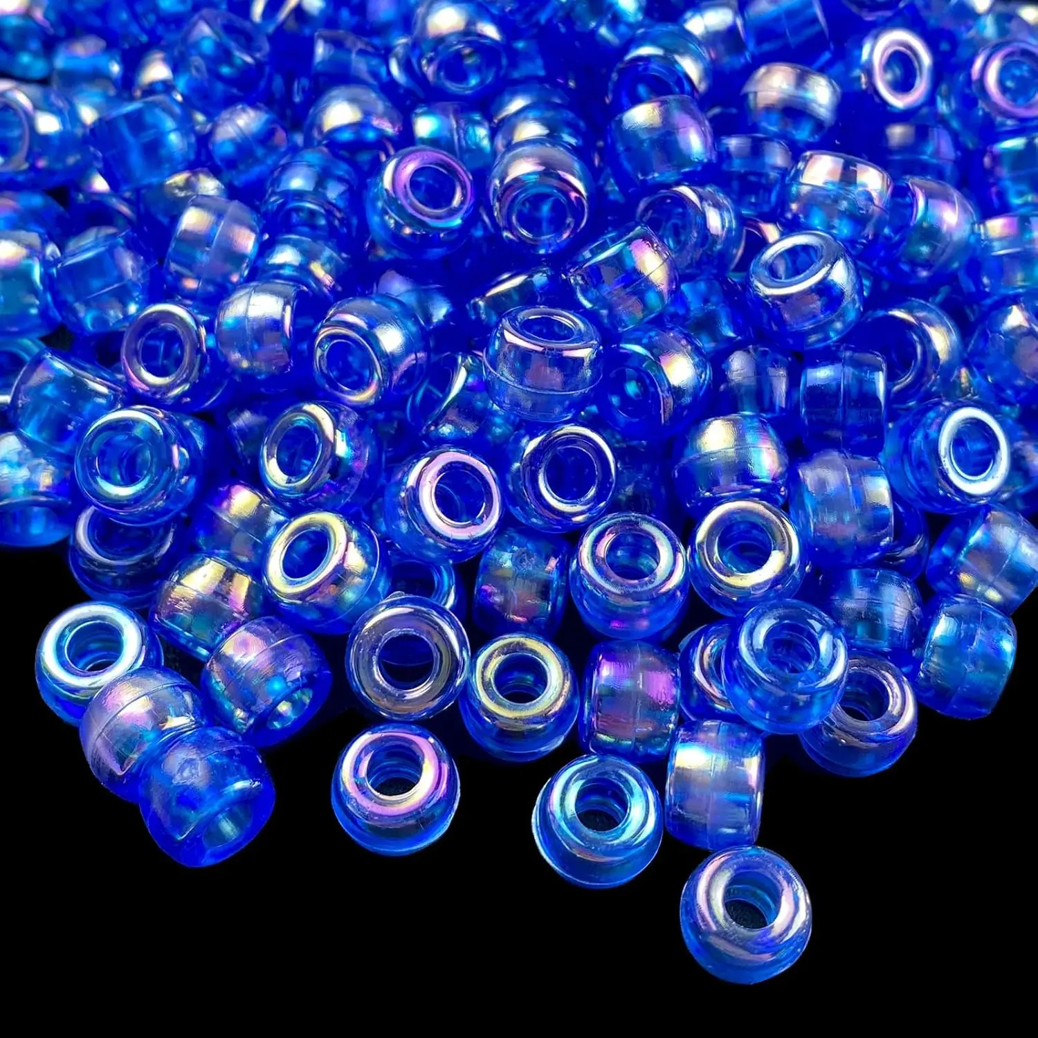 300 count Pony Beads AB Colors  Spacer Beads for DIY Crafts Braids Bracelet  Making(6x9mm, Royal Blue AB)