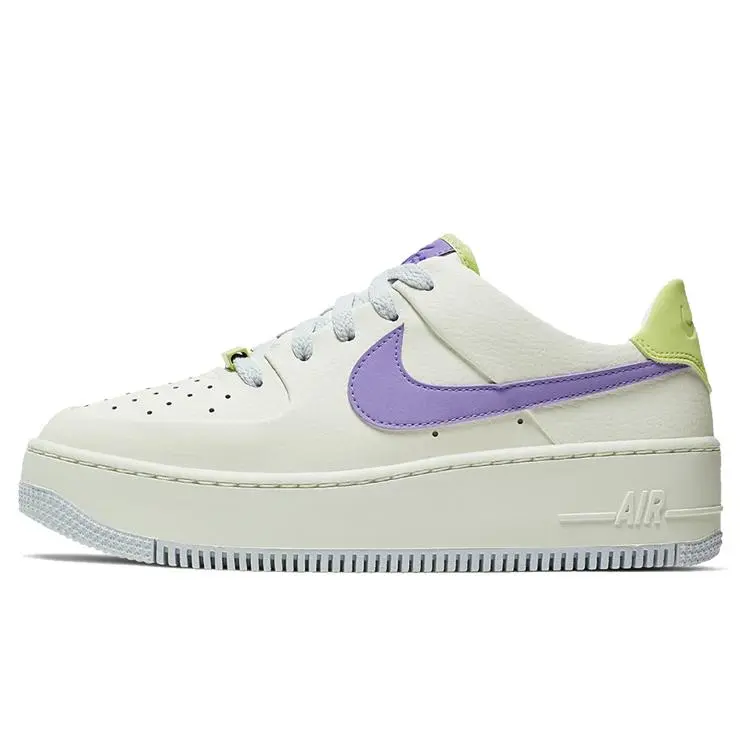 Nike Air Force 1 Sage Women’s Low-Top Sneakers with Balanced Breathability in White and Purple Verifiable, with credentials and supporting global authentication