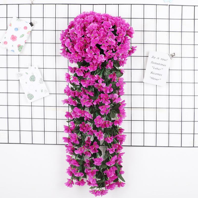 Faux Big Hydrangea Violet Hanging Vines, Durable Plastic Silk Flower Garlands, Balcony Railing Wedding Decor, Home Indoor Outdoor Wall Hangings, Plastic Faux Flowers