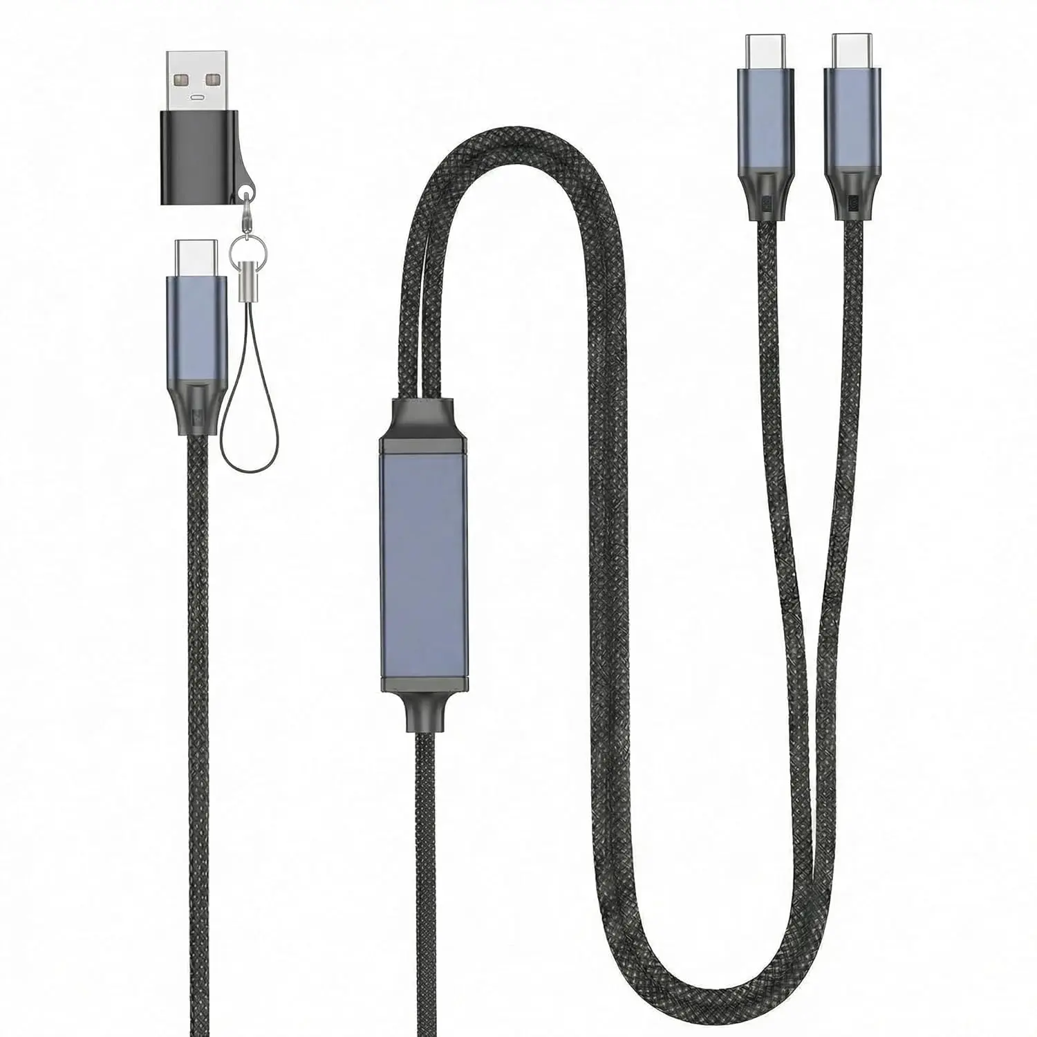 2 in 1 USB C to USB C , Type-C 140W    4FT, QC3.0&5A USB A to C ,Multi Splitter Charger Cord for  17 16 15 Pro Max iPad MacBook Neo Air Pro  S26 S25 Ultra