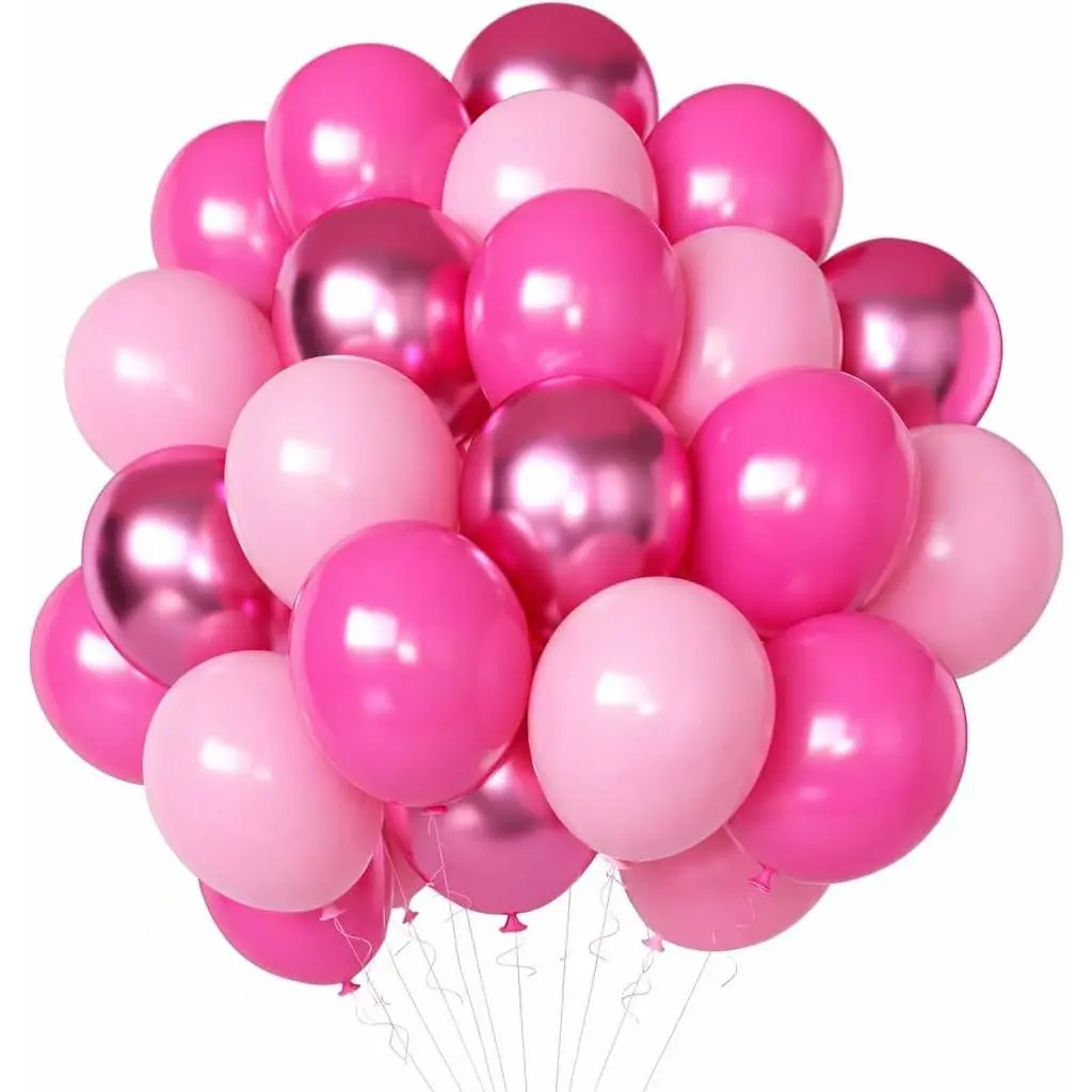 Balloon Set 50 Pack  Light , Hot  & Metallic Rose Latex Balloons, ations for Birthday,  Shower, Wedding, Valentine's Day