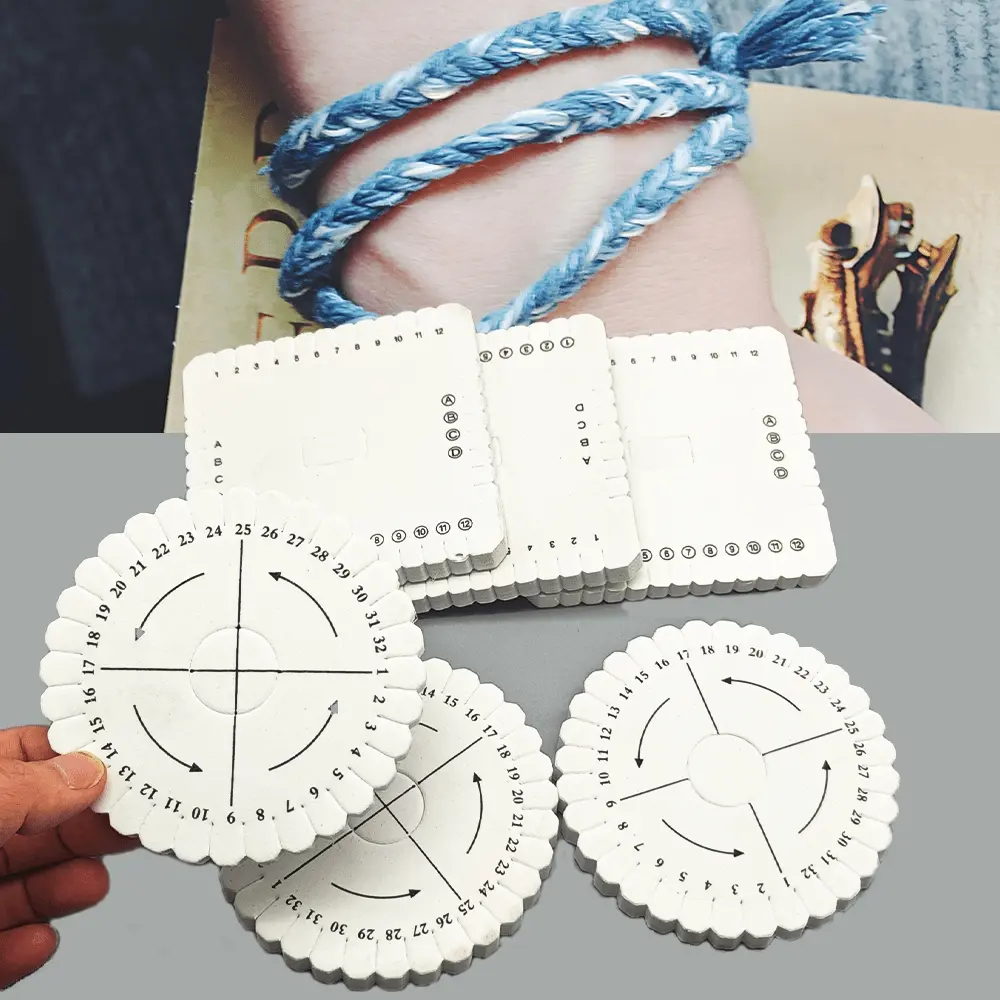 6PCS DIY Weaving Loom, Braiding Board Kit - Square and Round Combination Craft Tool for Handmade Bracelets, Anklet Cords, Wristbands and Friendship Bands
