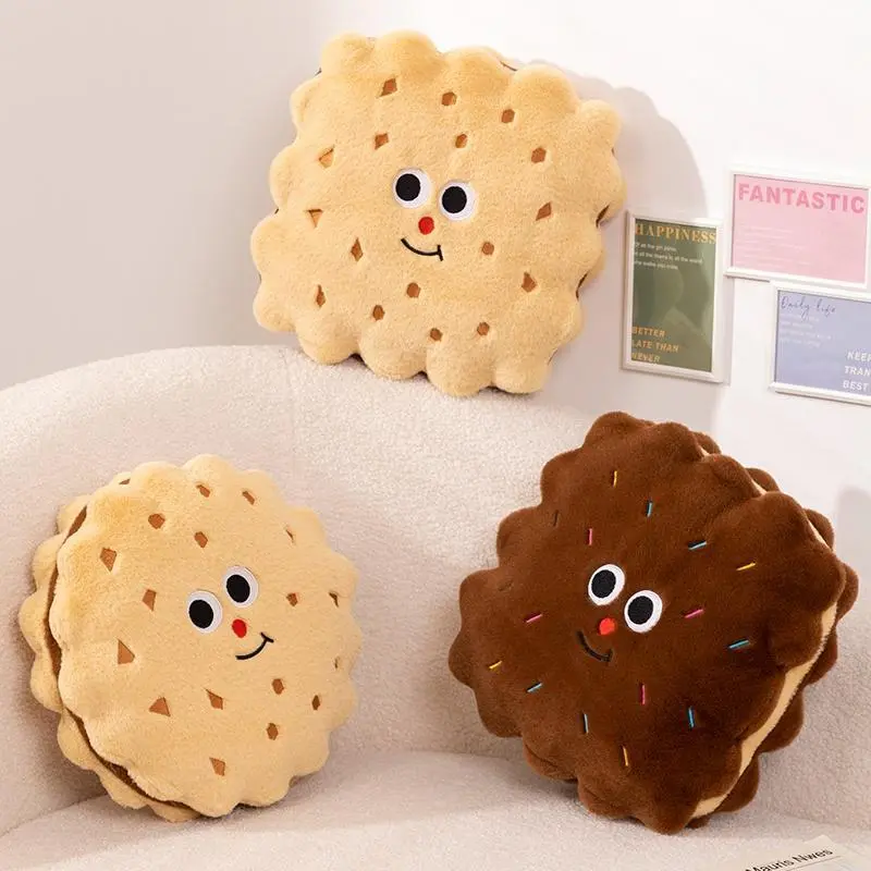 Whimsical Food-Shaped Stuffed Toy - Cartoon Round & Square Sandwich Biscuit, Simulation Chocolate Oreo Cookies Plush Cushion Pillow, Unisex Room Decor, Whimsical Home Decor Gift