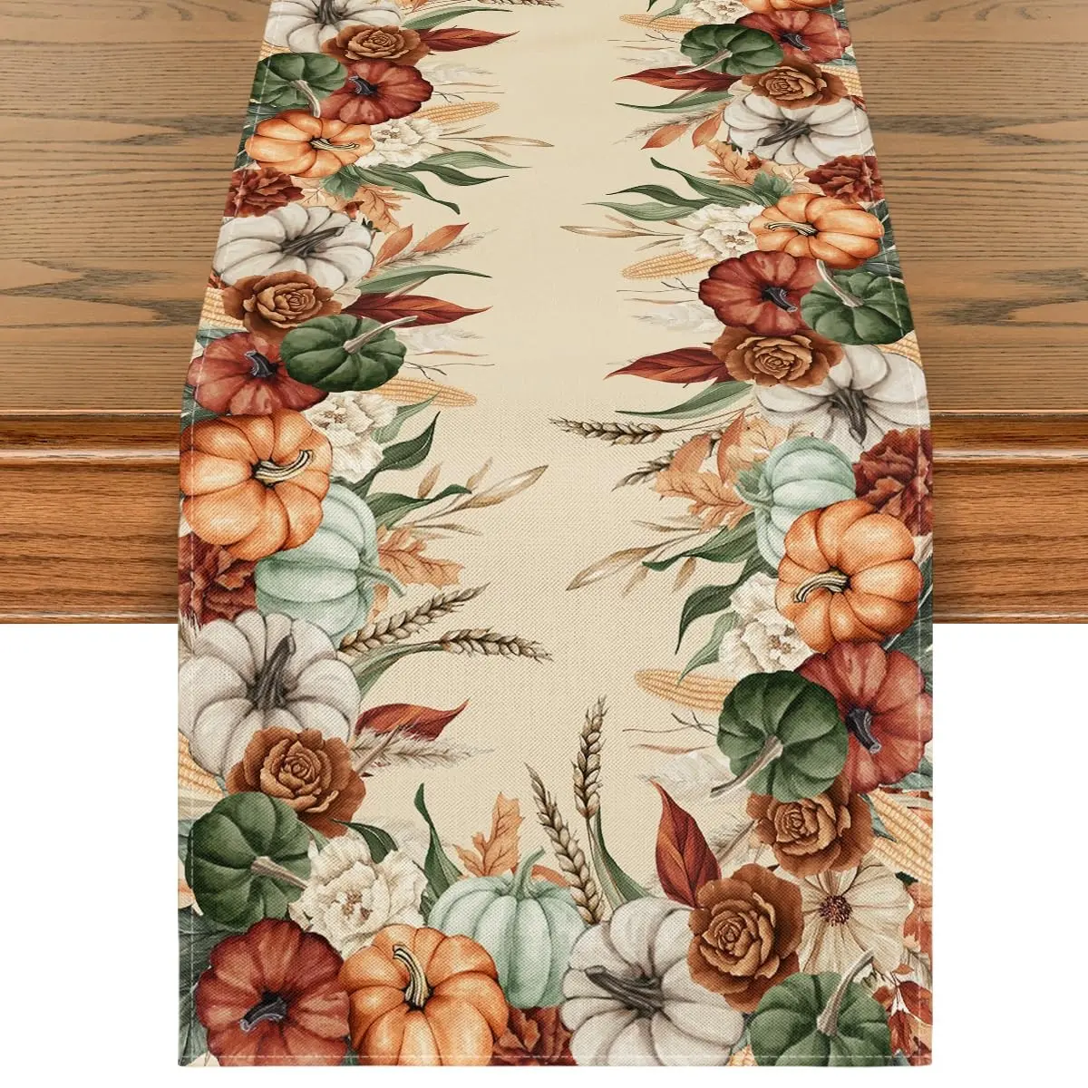 Pumpkins Golden Maple Leaves Fall Table Runner, Autumn Thanksgiving Fall Decorations for Home, Harvest Festival Seasonal Holiday Farmhouse Decorations and Supplies for Home Kitchen Dining Room Table Thanksgiving Home Decor