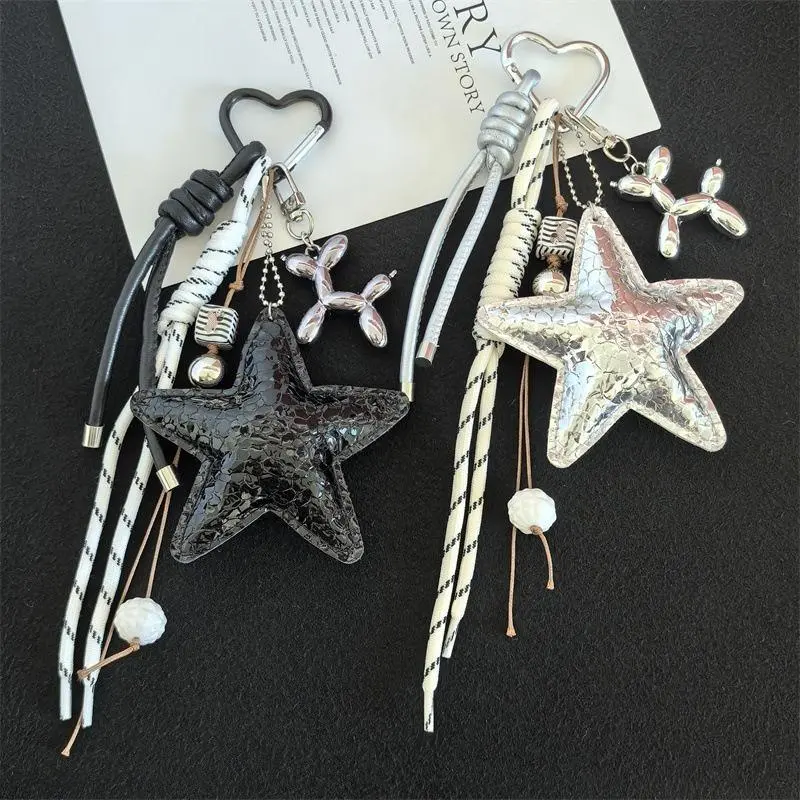 Elegant Star Keychain Bag Charm for Women Luxe Aesthetic Five-pointed Star Purse Accessory Chic Minimalist Key Ring Handbag Pendant