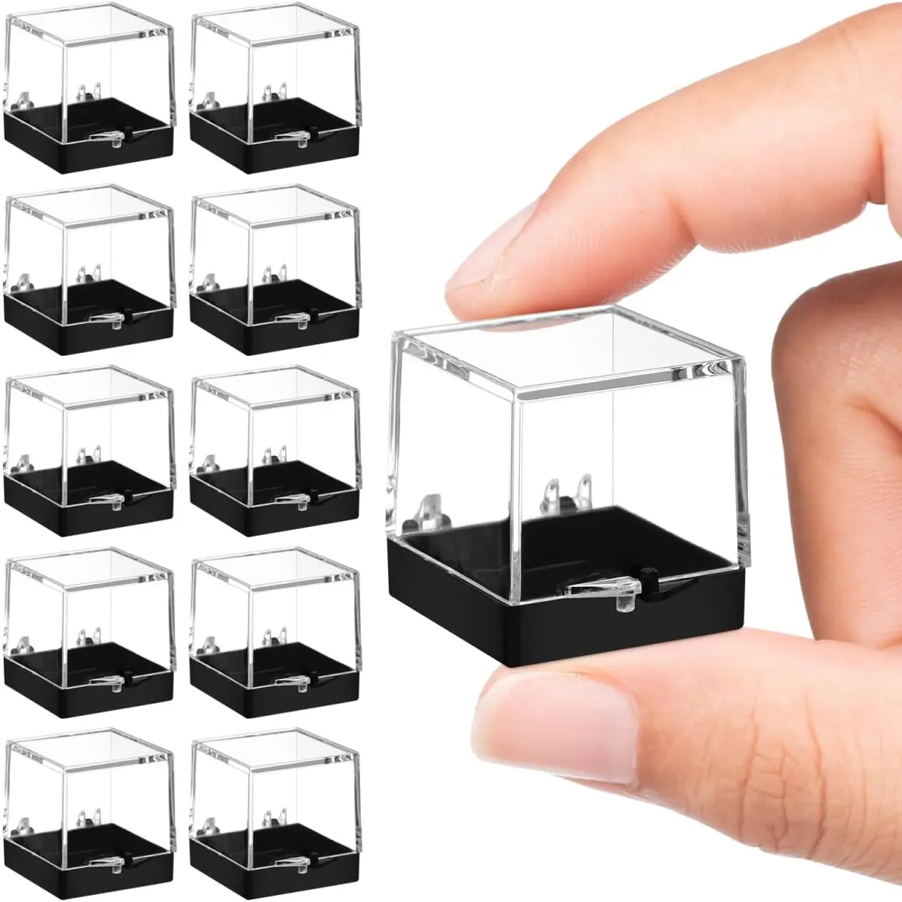 12 count Clear  Boxes for Collectibles Display Small Plastic  Display Box Decorative Cube Container Protection  for  Minerals